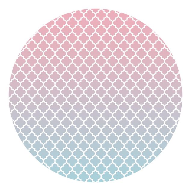 Runde Tapete selbstklebend - Marokkanisches Muster mit Verlauf in Rosa Blau