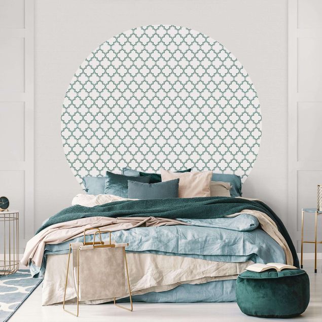 Runde Tapete selbstklebend - Marokkanisches Ornament Linienmuster