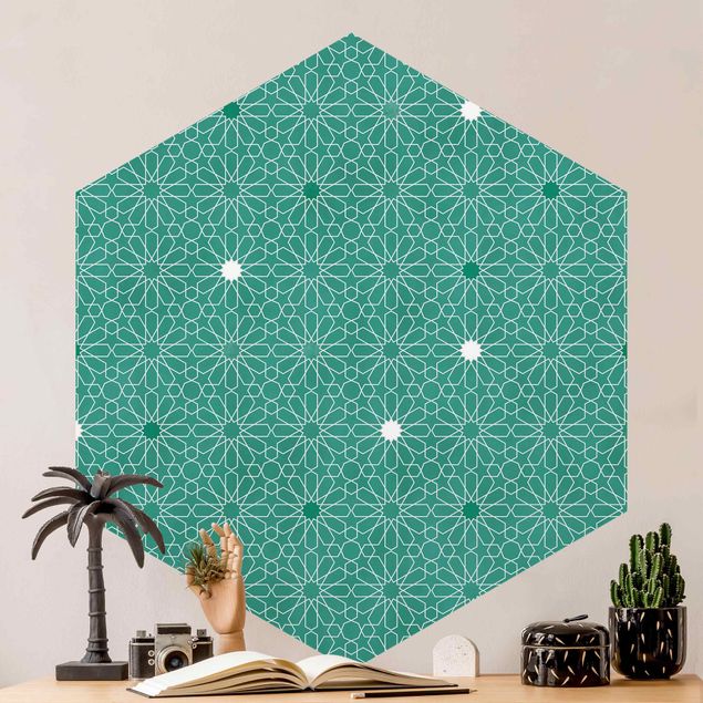 Hexagon Mustertapete selbstklebend - Marokkanisches Sternen Muster