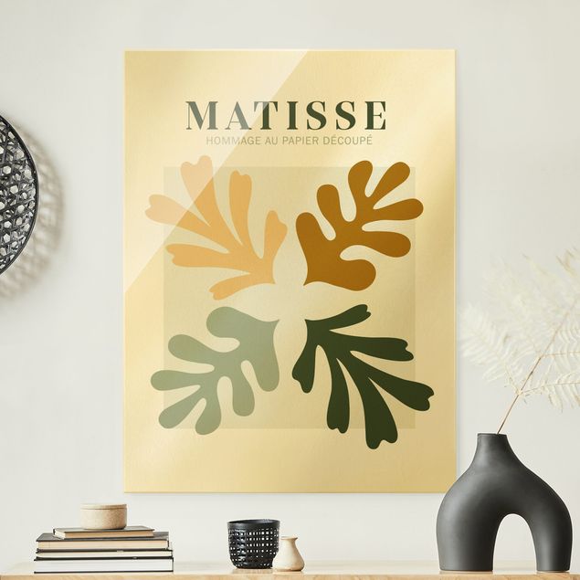 Glasbild - Matisse Interpretation - Blätter - Hochformat 3:4