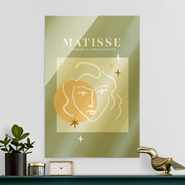 Glas Magnettafel Matisse Interpretation - Gesicht und Sterne