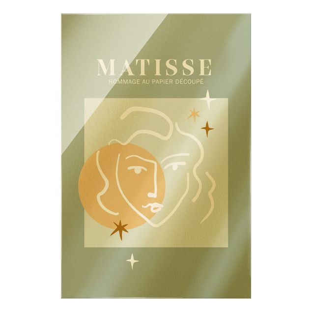 Glasbild - Matisse Interpretation - Gesicht und Sterne - Hochformat 2:3