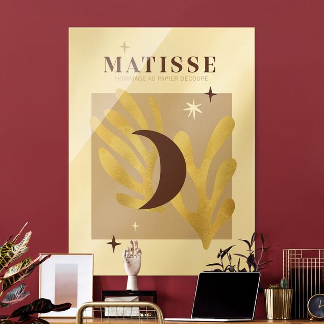 Glasbild - Matisse Interpretation - Mond und Sterne - Hochformat 3:4