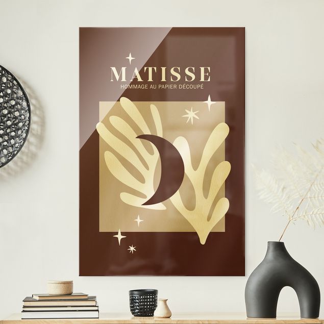 Magnettafel Glas Matisse Interpretation - Mond und Sterne Rot