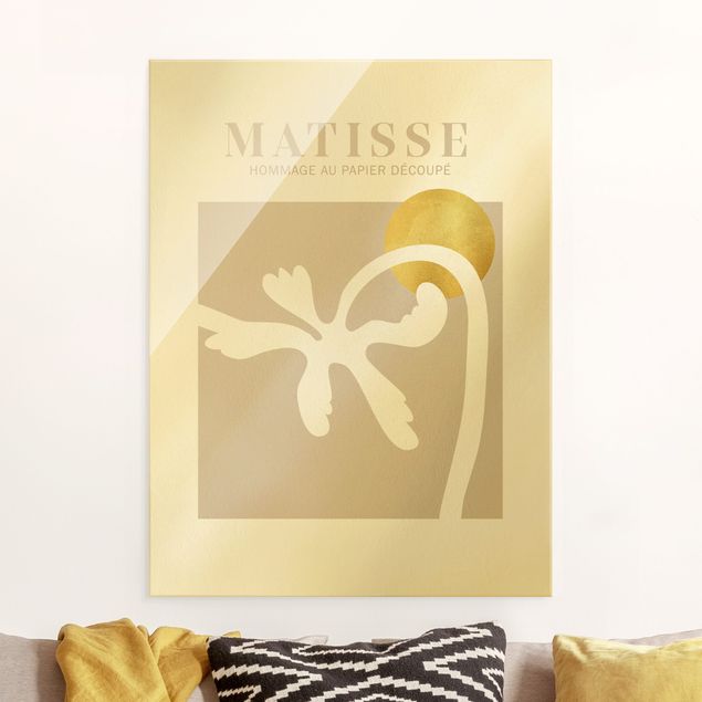 Glas Magnetboard Matisse Interpretation - Palme und Sonne