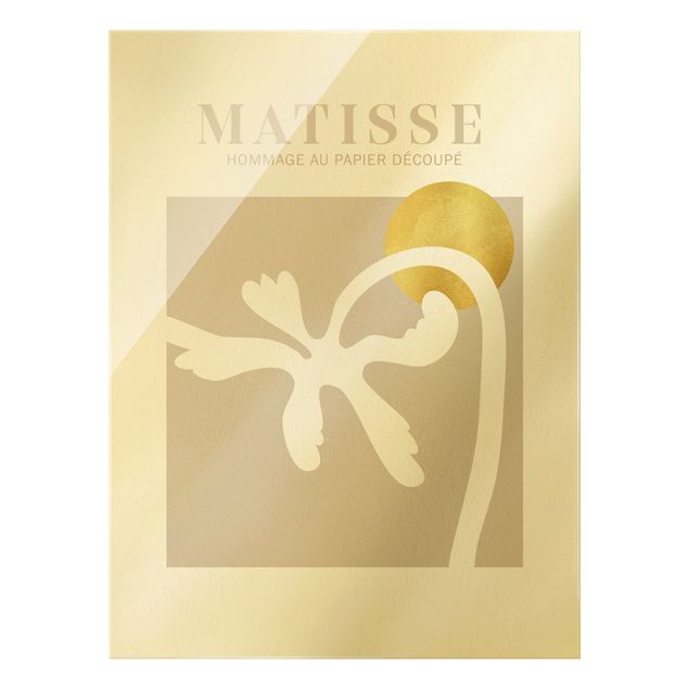 Glasbild - Matisse Interpretation - Palme und Sonne - Hochformat 3:4