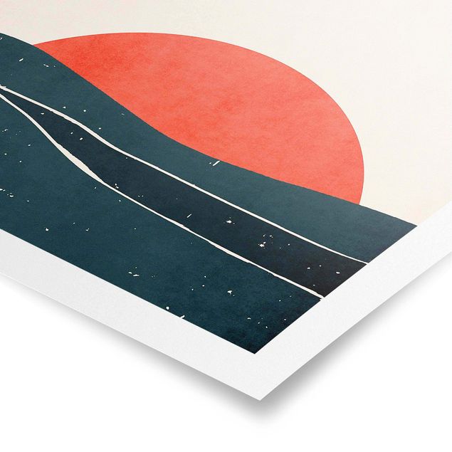 Poster - Meer vor rotem Sonnenuntergang - Quadrat 1:1