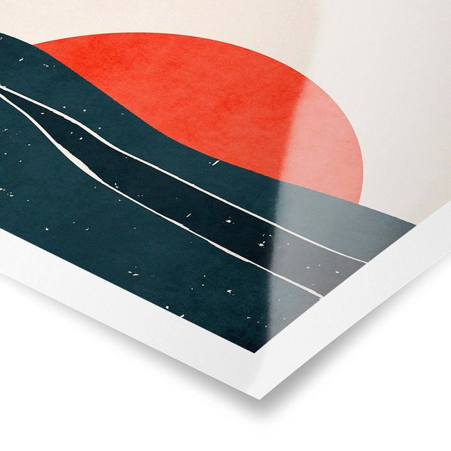 Poster - Meer vor rotem Sonnenuntergang - Quadrat 1:1