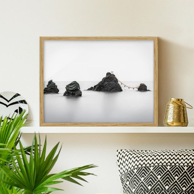 Bild mit Rahmen - Meoto Iwa - die verheirateten Felsen - Querformat