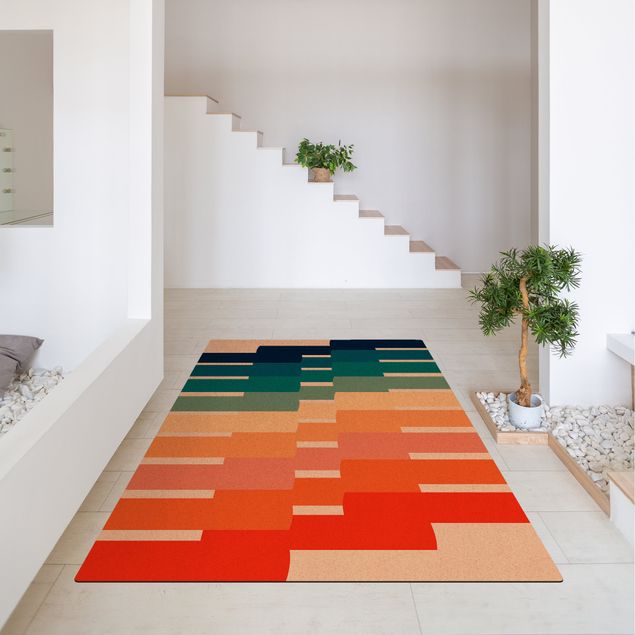 bunter Teppich Moderne Regenbogen Geometrie