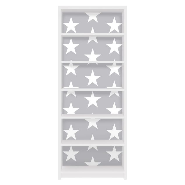 Möbelfolie für IKEA Billy Regal - Klebefolie Weiße Sterne auf Blau