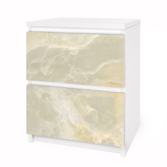 Möbelfolie für IKEA Malm Kommode - Onyx Marmor Creme - Selbstklebefolie
