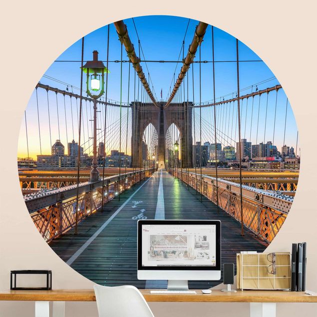 Runde Tapete selbstklebend - Morgenblick von der Brooklyn Bridge