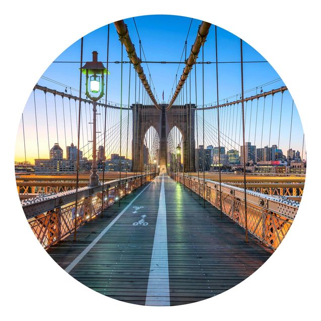 Runde Tapete selbstklebend - Morgenblick von der Brooklyn Bridge