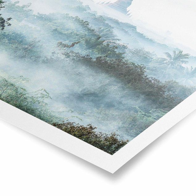 Poster - Morgennebel über dem Dschungel von Bagan - Querformat 4:3