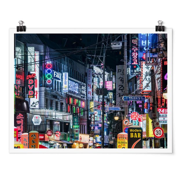 Poster - Nachtleben von Seoul - Querformat 4:3