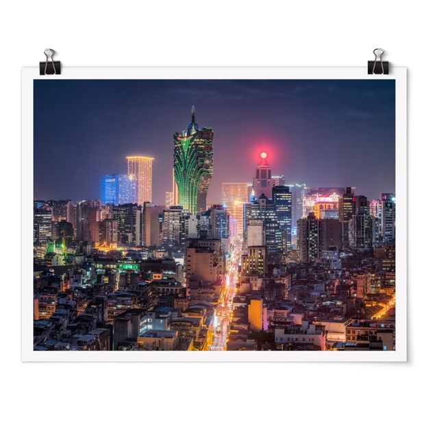 Poster - Nachtlichter von Macau - Querformat 4:3