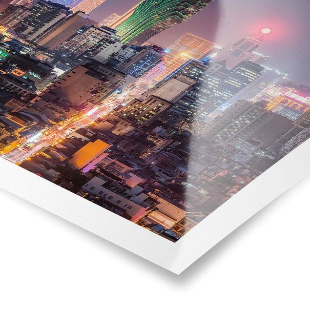 Poster - Nachtlichter von Macau - Quadrat 1:1