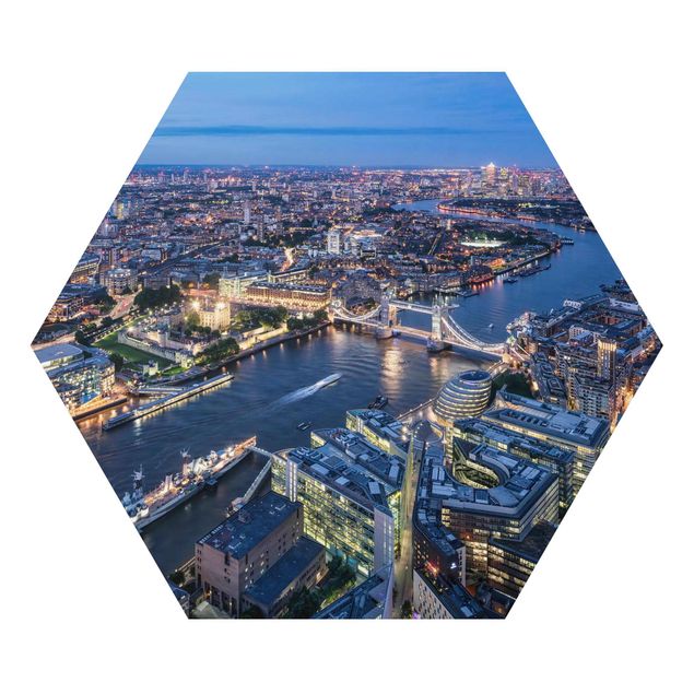 Hexagon Bild Alu-Dibond - Nachts in London