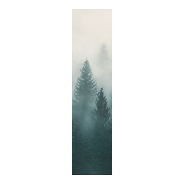 Schiebegardinen Set - Nadelwald im Nebel - 4 Flächenvorhänge