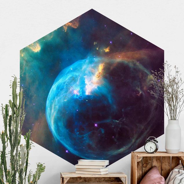 Hexagon Mustertapete selbstklebend - NASA Fotografie Bubble Nebula