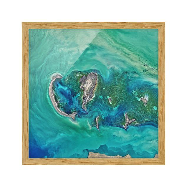 Bild mit Rahmen - NASA Fotografie Kaspisches Meer - Quadrat