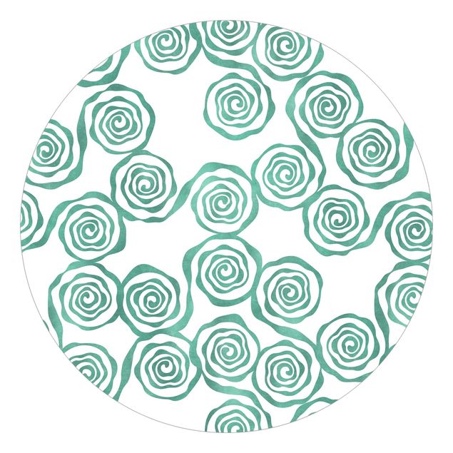 Runde Tapete selbstklebend - Natürliches Muster Strudel Türkis