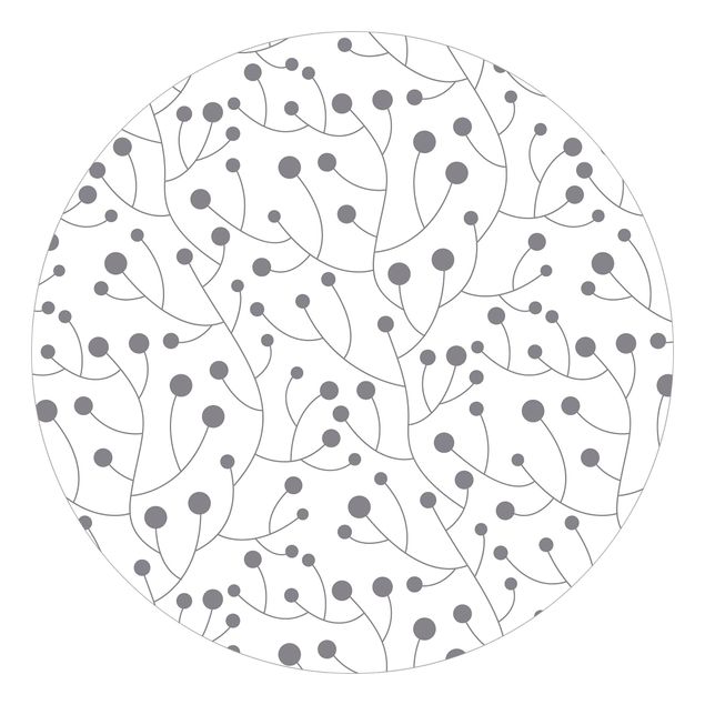 Runde Tapete selbstklebend - Natürliches Muster Wachstum mit Punkten Grau