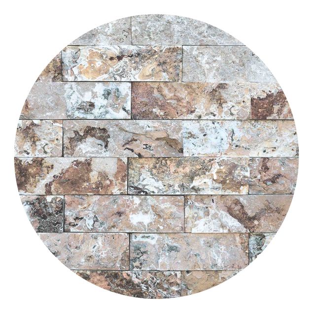 Runde Tapete selbstklebend - Naturmarmor Steinwand