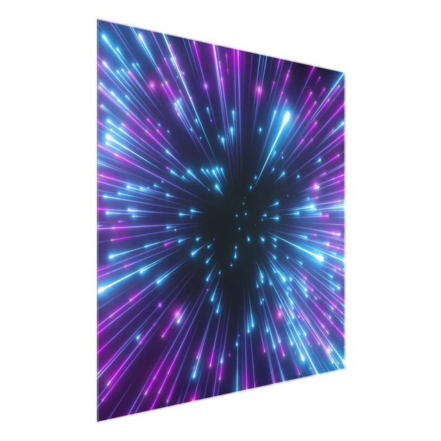 Glasbild - Neon Feuerwerk - Quadrat