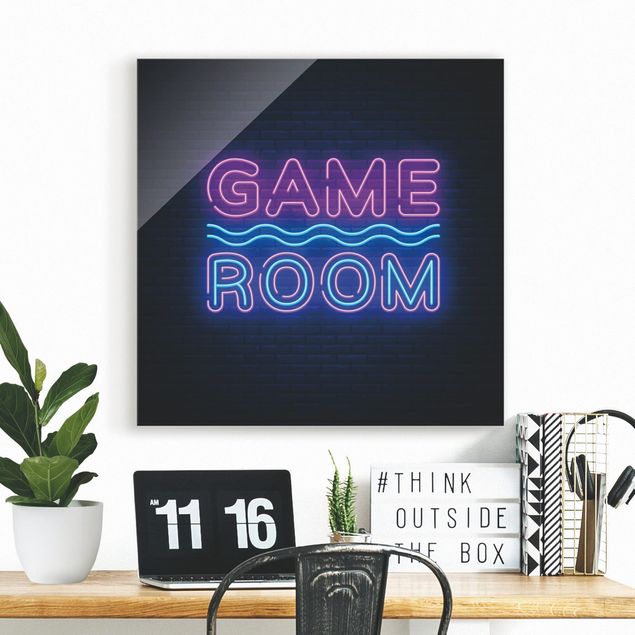 Magnettafel Glas Neon Schrift Game Room
