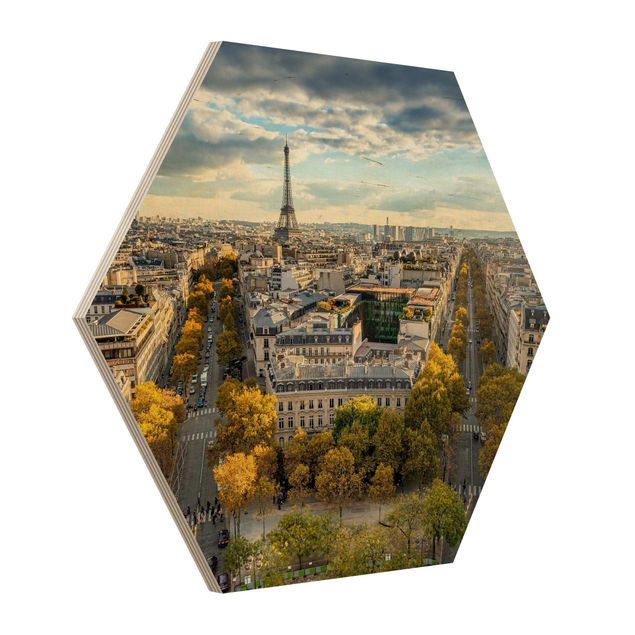 Hexagon Bild Holz - Nice day in Paris
