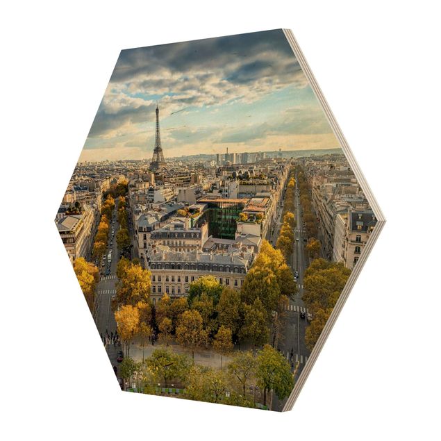 Hexagon Bild Holz - Nice day in Paris