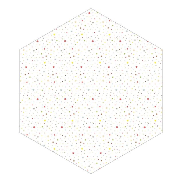 Hexagon Mustertapete selbstklebend - No.YK34 Bunte Sterne