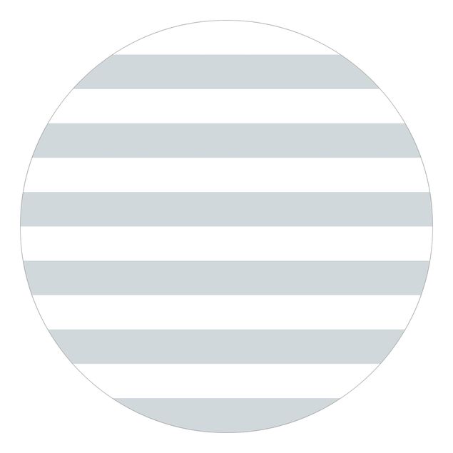 Runde Tapete selbstklebend - No.YK53 Querstreifen Grau Weiß