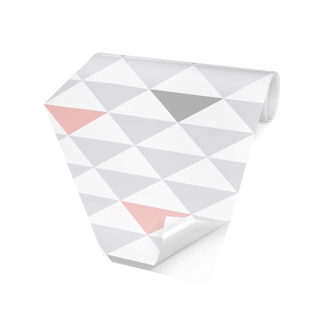 Hexagon Mustertapete selbstklebend - No.YK65 Dreiecke Grau Weiß Rosa