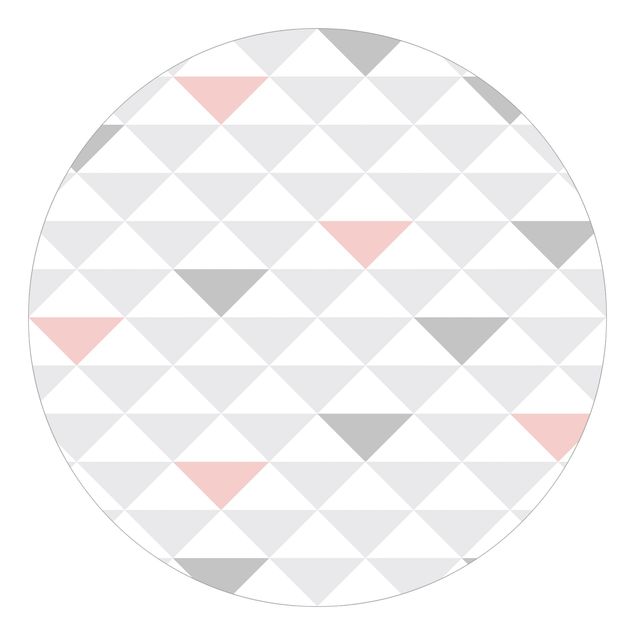 Runde Tapete selbstklebend - No.YK65 Dreiecke Grau Weiß Rosa
