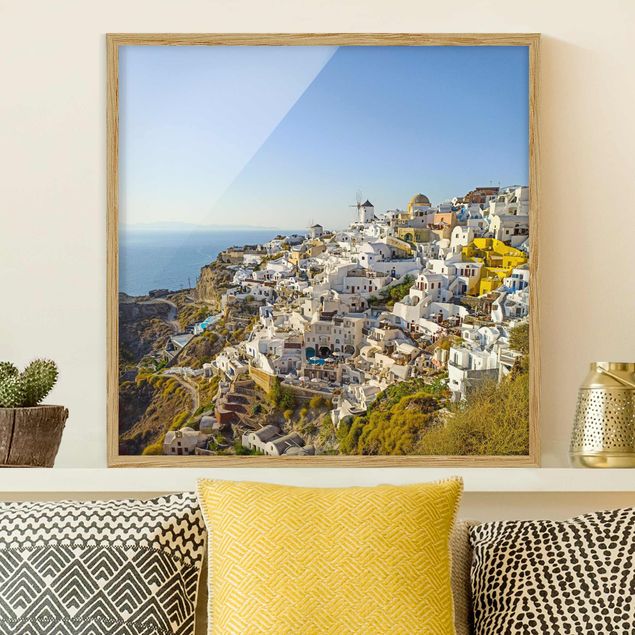 Bild mit Rahmen - Oia auf Santorini - Quadrat