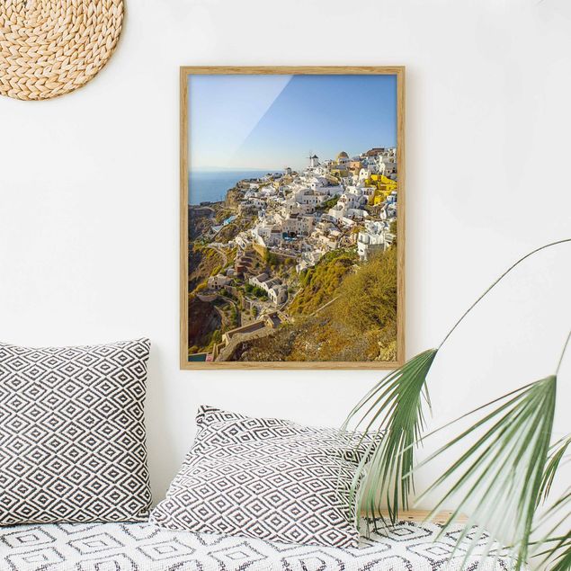 Bild mit Rahmen - Oia auf Santorini - Hochformat