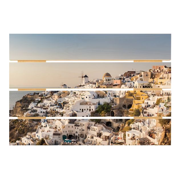 Holzbild - Oia Panorama - Querformat