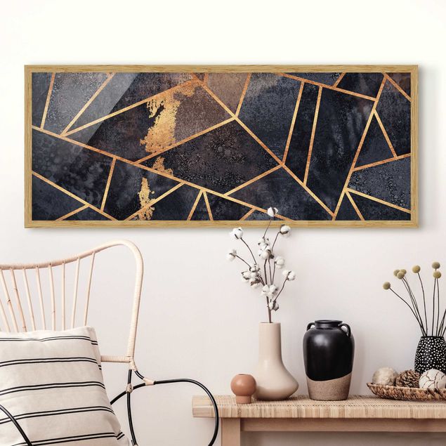 Bild mit Rahmen - Onyx mit Gold - Panorama