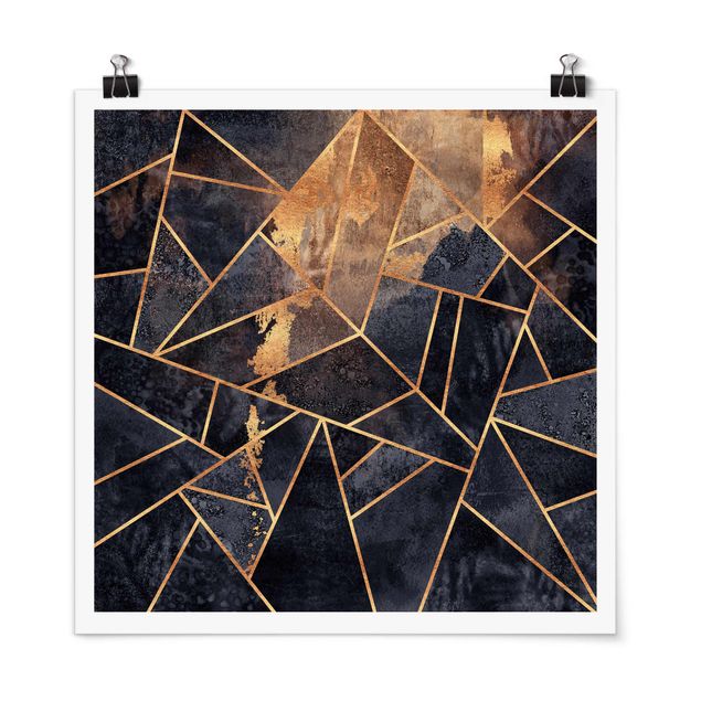 Poster - Onyx mit Gold - Quadrat 1:1