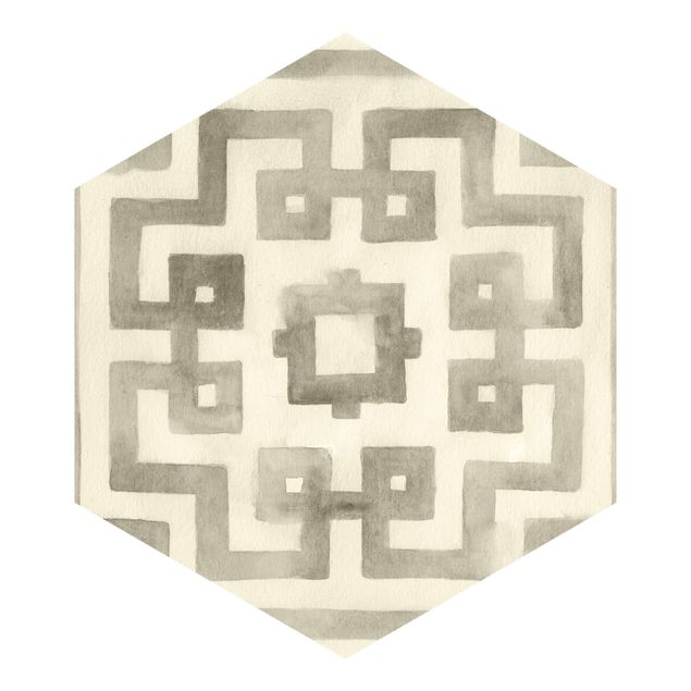 Hexagon Mustertapete selbstklebend - Orientalischer Aquarellwinkel