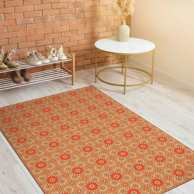 Teppich Blumen Orientalisches Muster mit bunten Kacheln