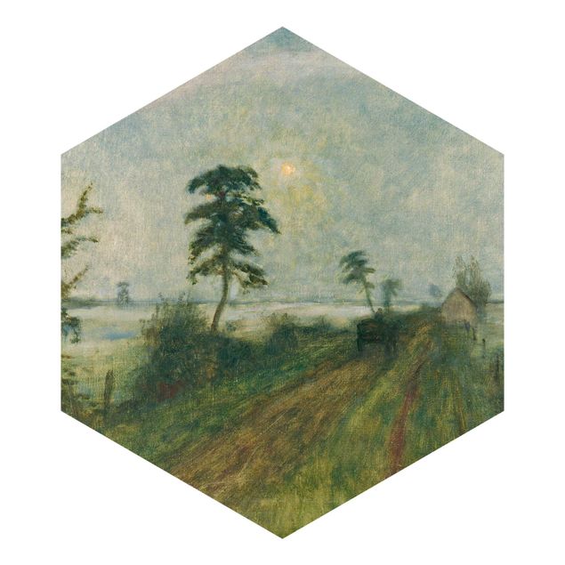 Hexagon Mustertapete selbstklebend - Otto Modersohn - Abendstimmung im Moor
