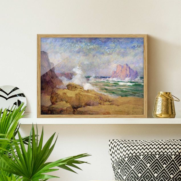 Bild mit Rahmen - Ozean an der Bucht Malerei - Querformat
