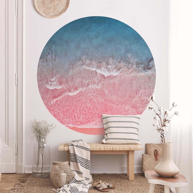 Runde Tapete selbstklebend - Ozean in Pink