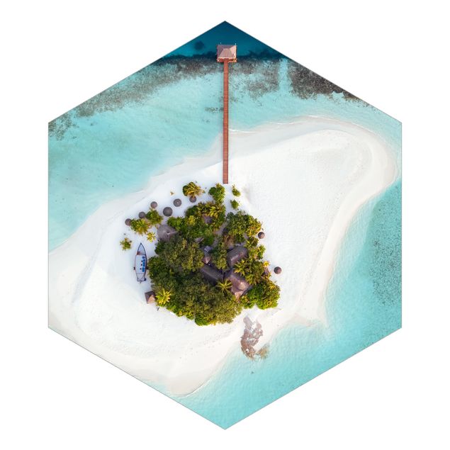 Hexagon Fototapete selbstklebend - Ozeanparadies Malediven