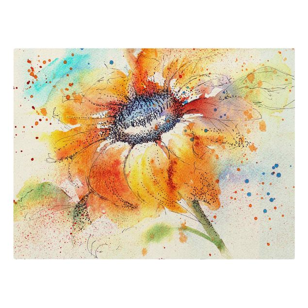 Leinwandbild Natur - Painted Sunflower - Querformat 4:3