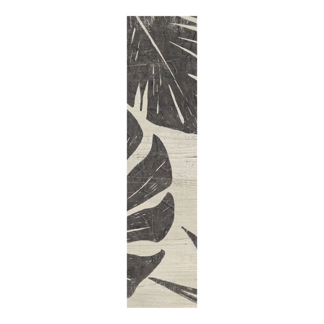 Schiebegardinen Set - Palmenblätter vor Hellgrau - Flächenvorhang